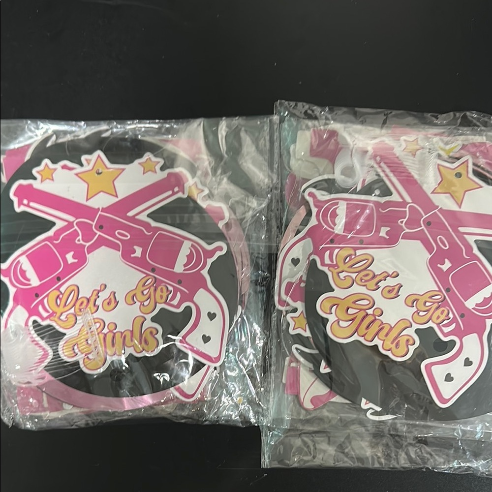 Pink and Black 'Let's Go Girls' Party Decorations / bachelorette pack of 2